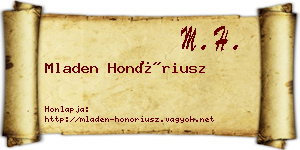 Mladen Honóriusz névjegykártya